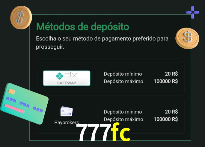 O cassino 777fc oferece uma grande variedade de métodos de pagamento